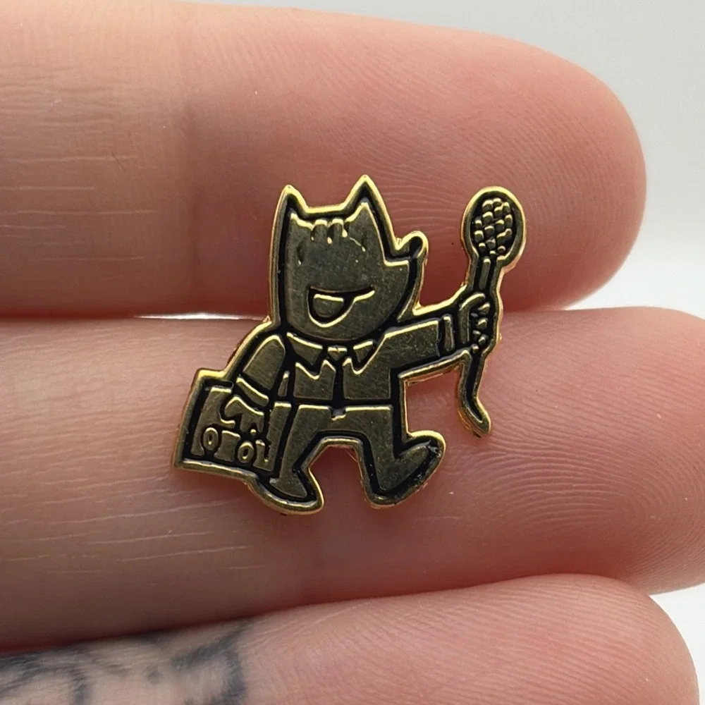 1992 Barcelona Summer Olympics Cobi Mascot Gold Tone Reporter Lapel Hat Pin